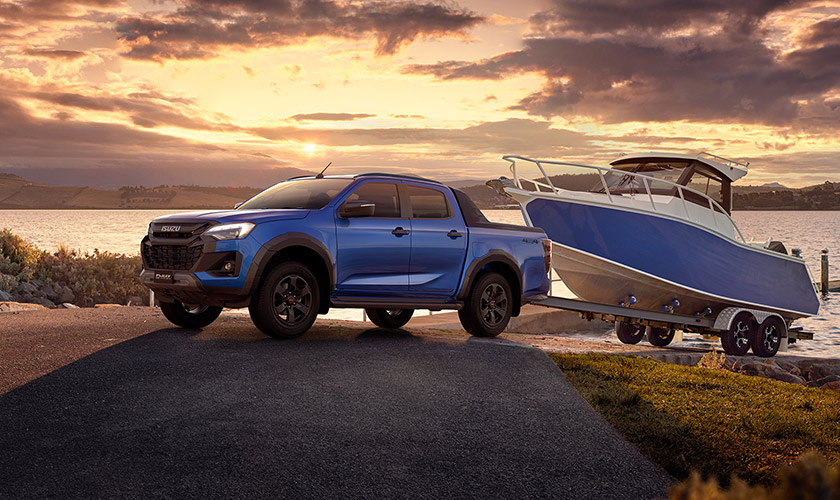 Isuzu D-MAX towing a caravan with up to 3.5 tonne braked towing capacity