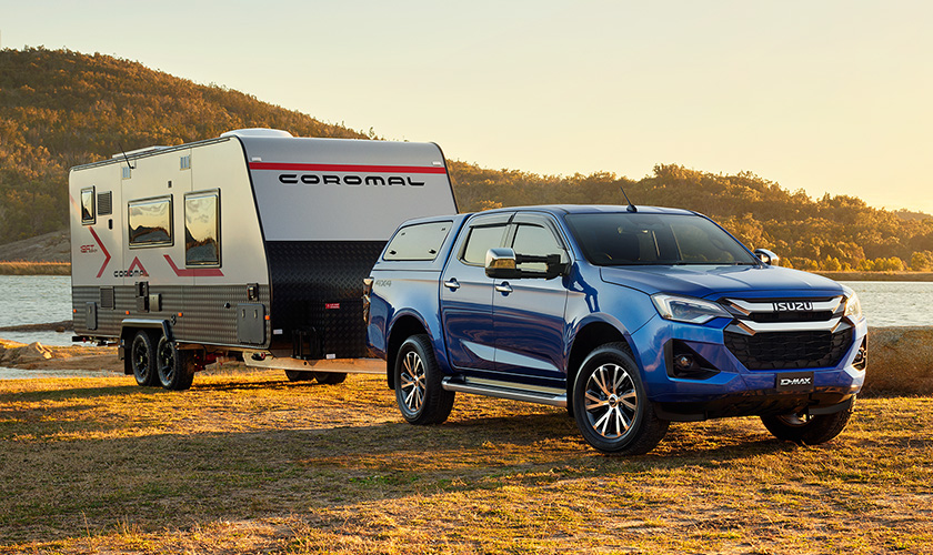 Isuzu D-MAX towing a trailer during practical towing training