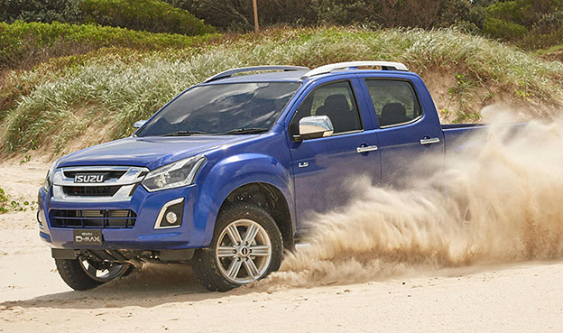D-MAX drives across sandy beach