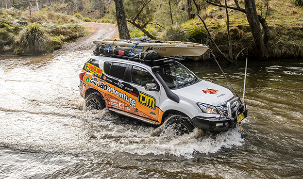 The 'Off-Road Adventure' MU-X drives through water crossing