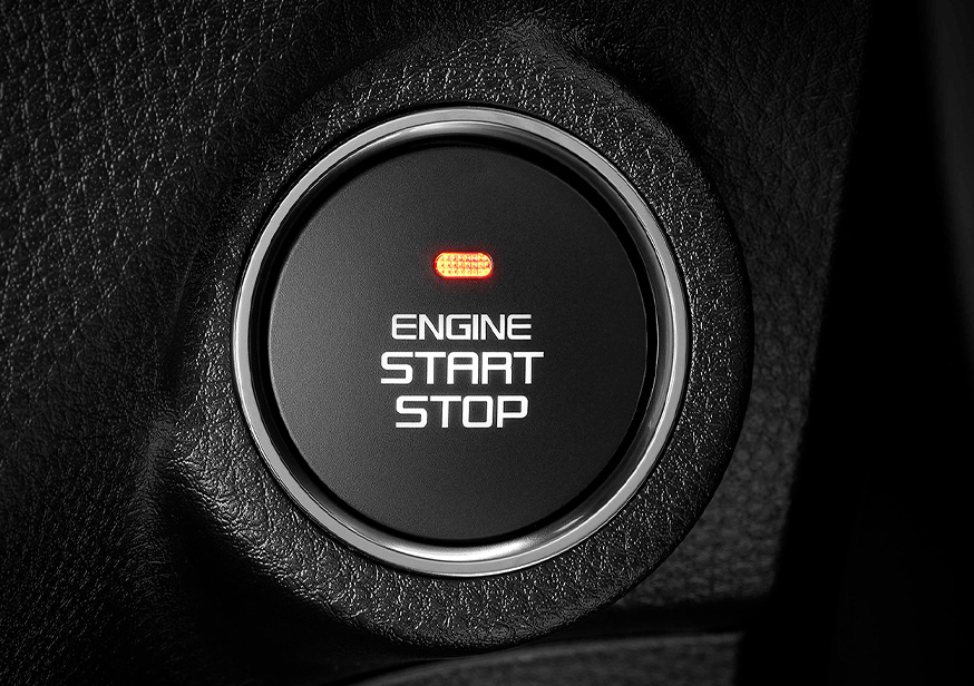 Engine push start stop button
