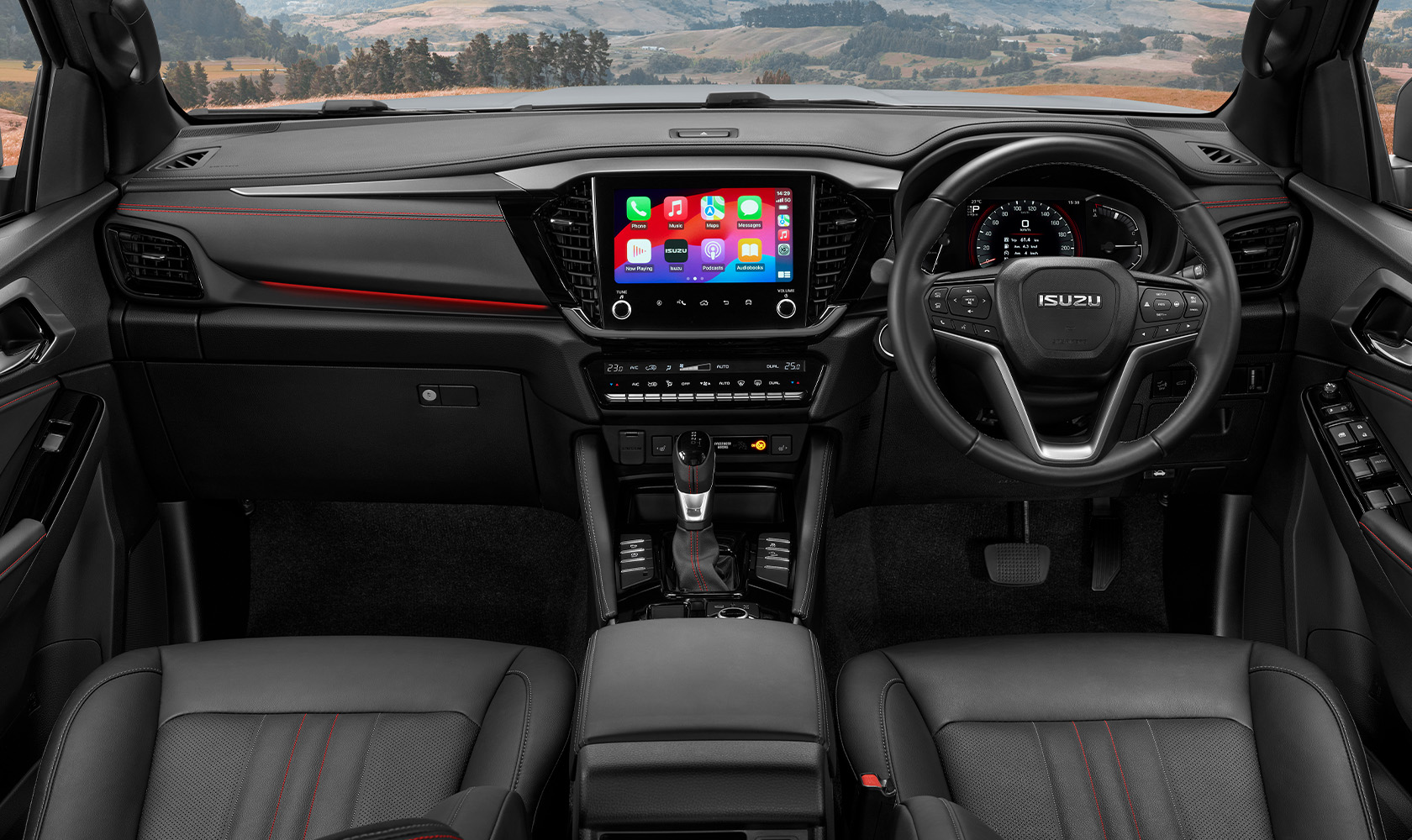 MU-X interior dashboard and controls