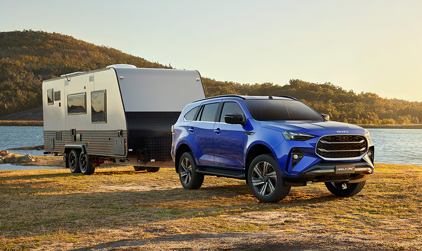 Isuzu MU-X towing a caravan