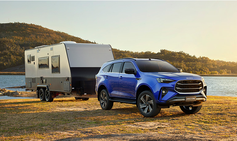 Isuzu MU-X towing a caravan